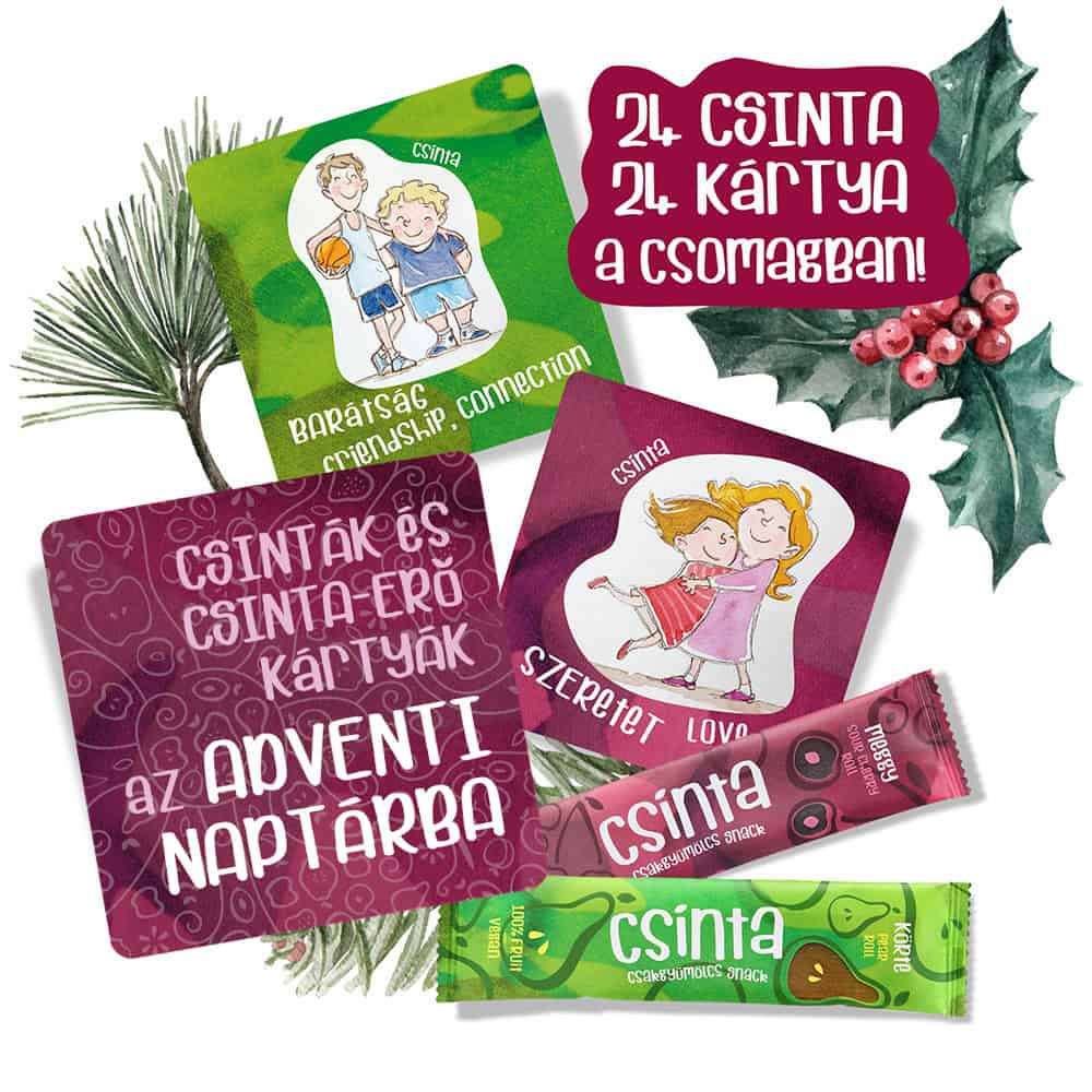 Csinták és Csinta-erő kártyák az Adventi naptárba (24 Csinta és 24+3 kártya)